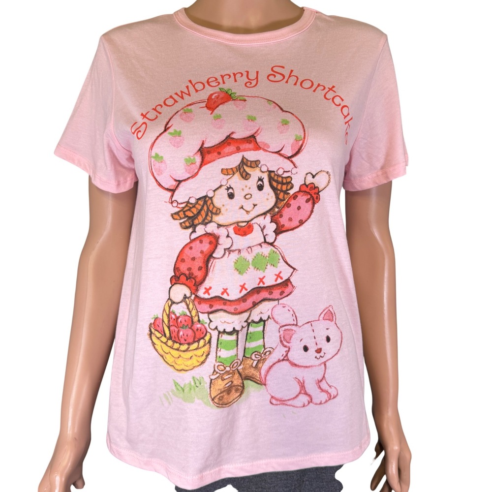 Strawberry Shortcake Pink Graphic T-Shirt‎ Hybrid Apparel XS Retro Cartoon Tee